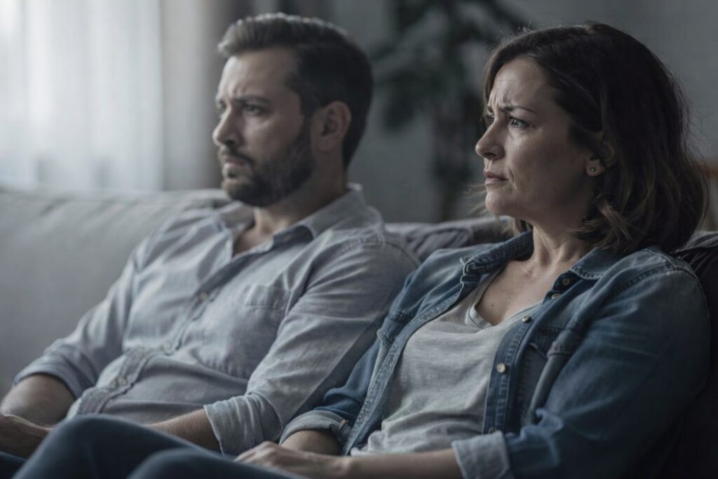 Casal emocionalmente distante representando dependência emocional e sexualidade nos relacionamentos